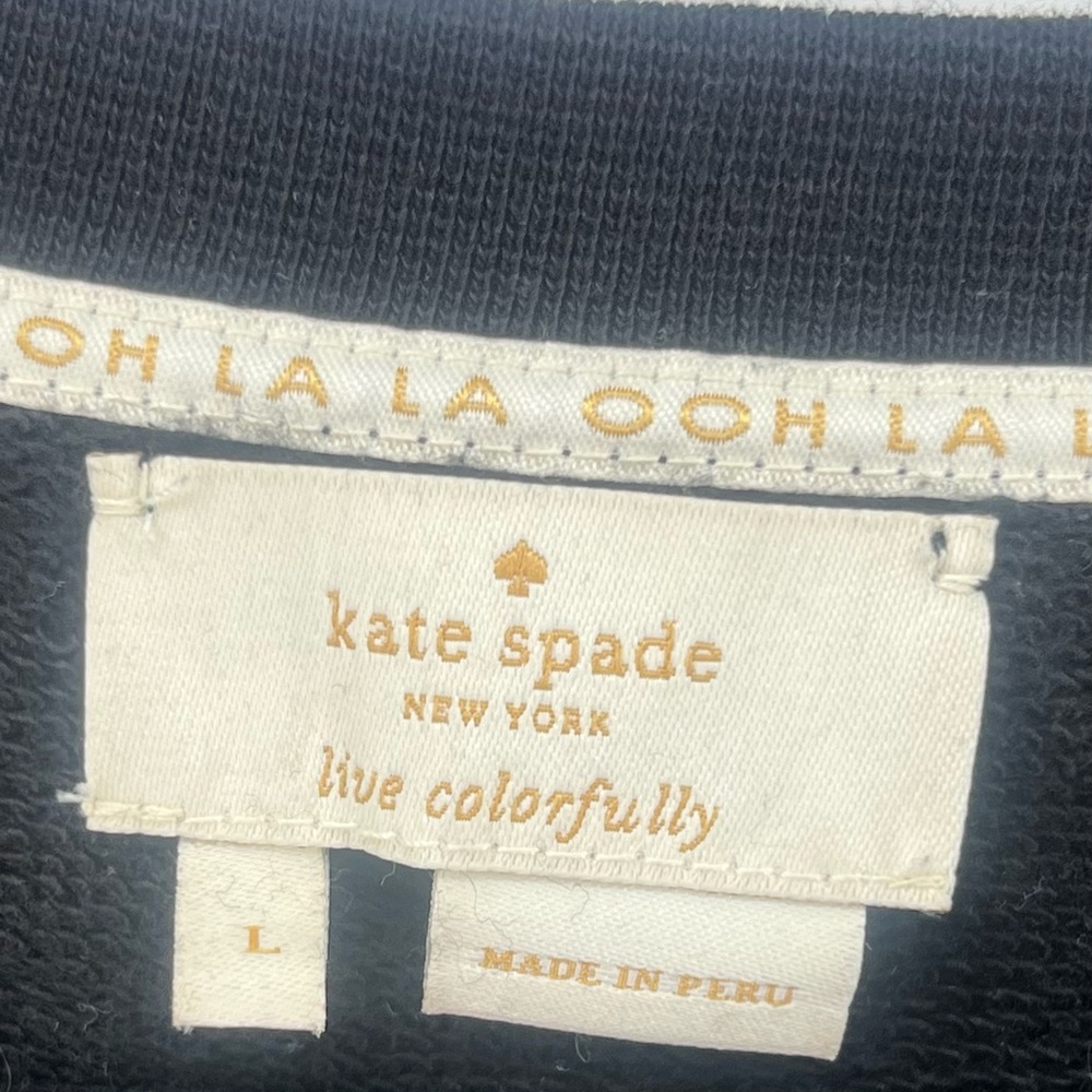 Kate Spade NY Broome Street Dot Velvet Logo Crewneck Sweatshirt Women's Large - Picture 3 of 5